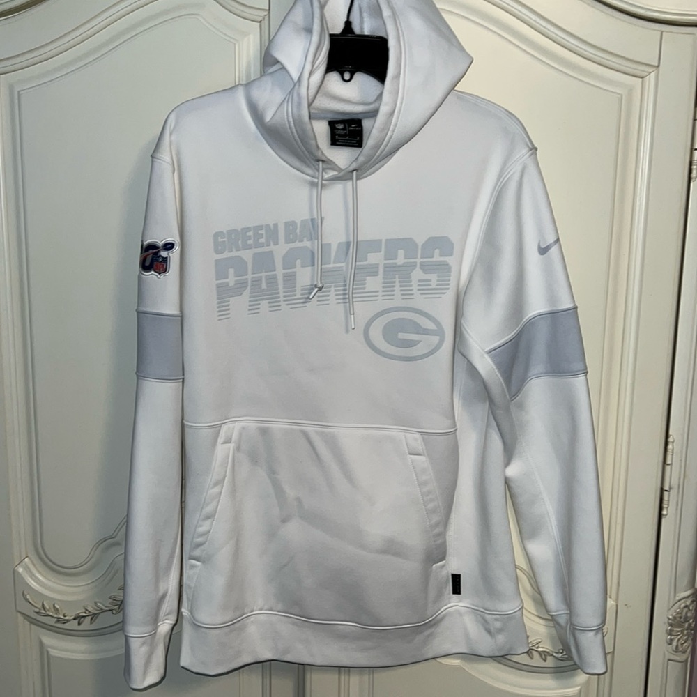 Nike White Green Bay Packers Pullover Hoodie